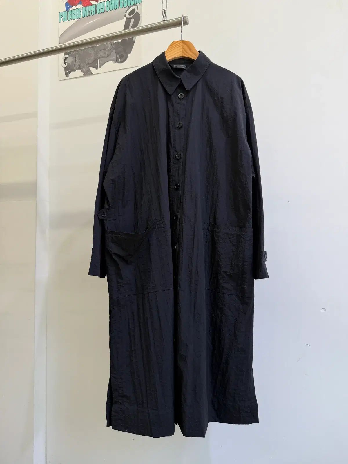 JAPANESE BRAND ブラック ナイロン ロングコート