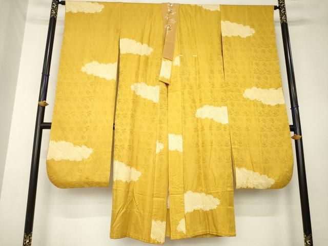 平和屋着物●振袖用長襦袢　無双仕立て　絞り　雲重ね文　半衿刺繍　正絹　逸品　AABL3692ck