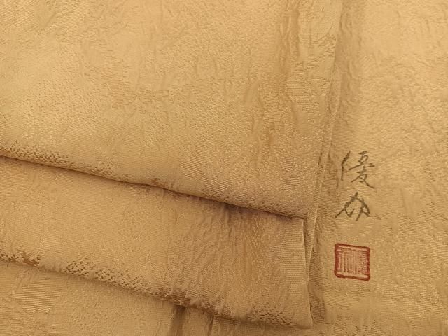 平和屋着物●上質な色無地　紋意匠　草葉地紋　玉蜀黍色　正絹　逸品　BAAY0274mz 27,040円