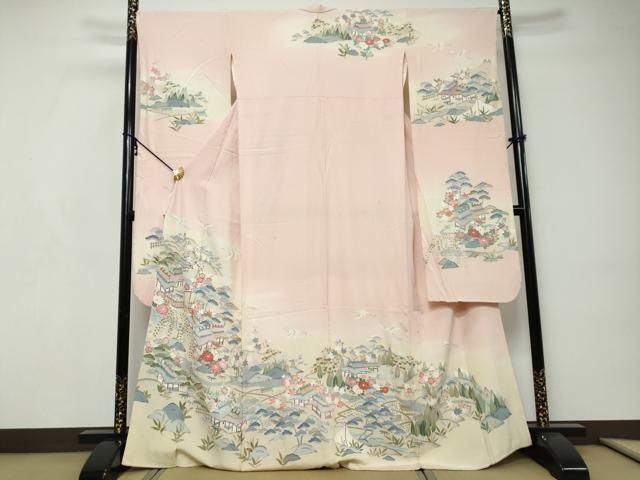 平和屋着物●豪華振袖　作家物　飛鶴風景草花文　暈し染め　正絹　逸品　DABI9153ud 30,420円