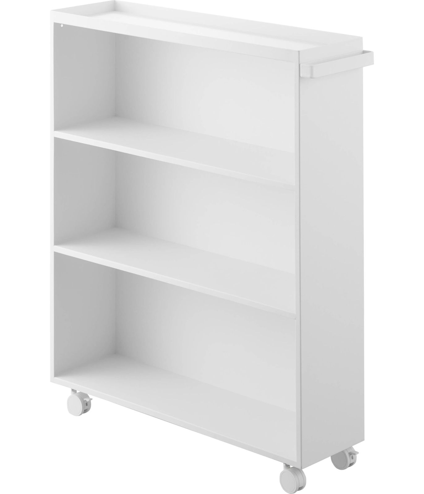 山崎実業(Yamazaki) ハンドル付き 隠せる コミックラック ホワイト W59×D15.6×H70cm(ハンドル・キャスター含む) タワー tower 目隠し 隠す収納 本棚 キャスター付き ブックエンド付き 1485ｍａ