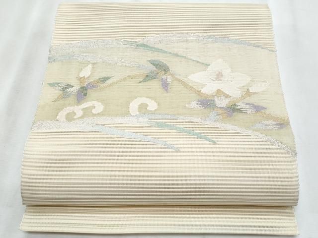 平和屋着物＊夏物　八寸名古屋帯　絽綴れ　枝花文　金銀糸　正絹　逸品　CABL2028fb 17,550円