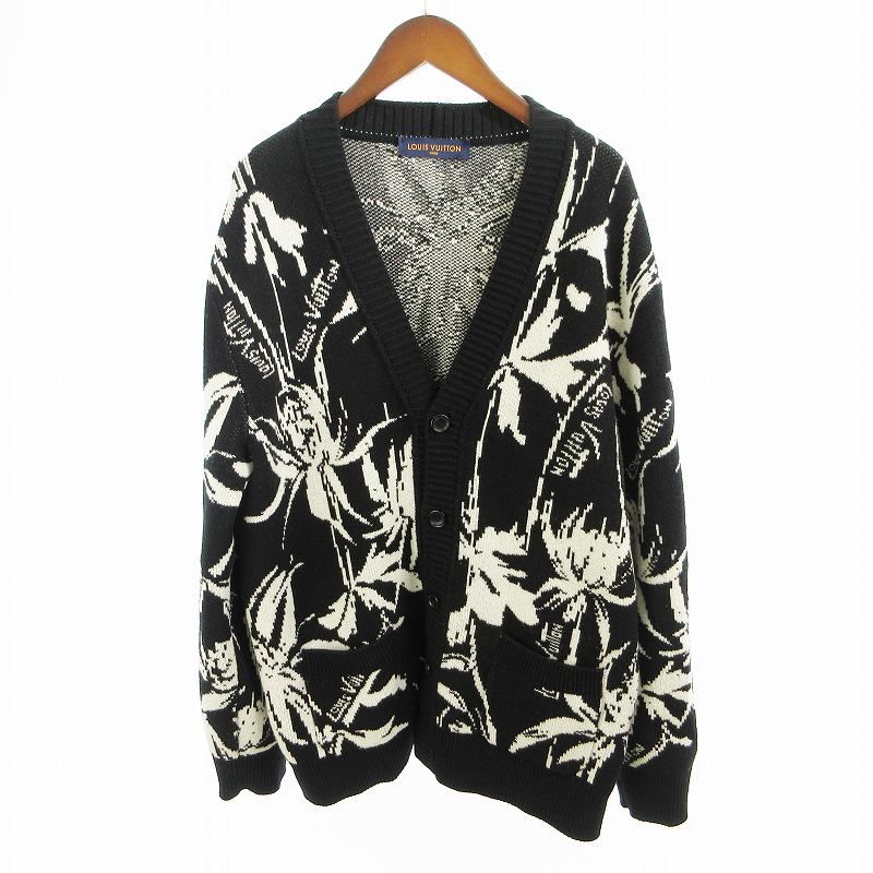 ルイヴィトン LOUIS VUITTON 23SS L シスルジャガード ウール ニット カーディガン ロゴ ブラック 黒 RM231 H56 HON98W ルイヴィトンジャパン(株)
