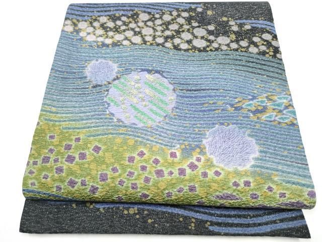平和屋着物●十日町　名門　滝泰謹製　中国三大刺繍　相良刺繍　太鼓柄袋帯　おぼろ染　襲絞り　雪輪霞文　正絹　逸品　CABJ8763hy