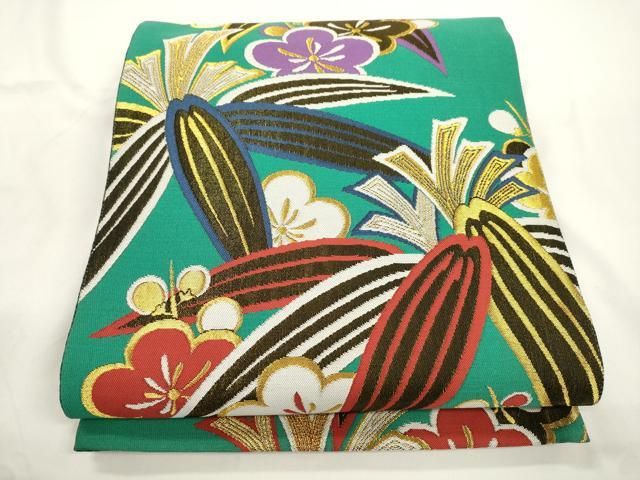 平和屋着物●六通柄袋帯　京美宝　笹竹梅文　金糸　正絹　逸品　CABJ9352dy 13,832円