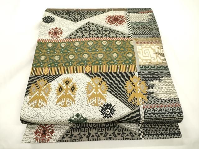平和屋着物●全通柄袋帯　抽象文様　正絹　逸品　CABJ9374dy