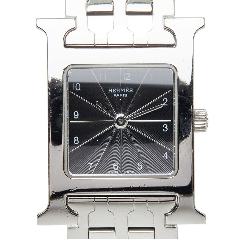 エルメス Hウォッチ 腕時計 HH1.210 ブラック シルバー ステンレススチール レディース HERMES【1-0280833】