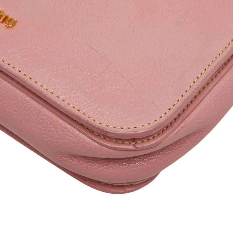ミュウ ミュウ ロゴ クロス ショルダーバッグ ハンドバッグ ピンク レザー レディース Miu Miu【1-0281902】