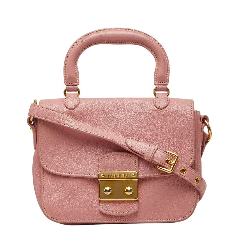ミュウ ミュウ ロゴ クロス ショルダーバッグ ハンドバッグ ピンク レザー レディース Miu Miu【1-0281902】ショルダーバッグ