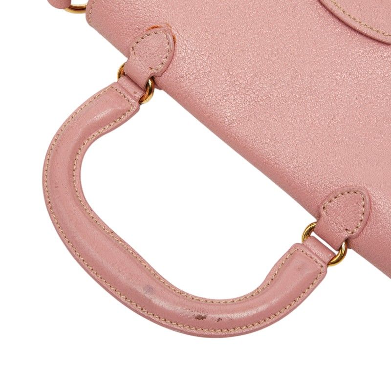 ミュウ ミュウ ロゴ クロス ショルダーバッグ ハンドバッグ ピンク レザー レディース Miu Miu【1-0281902】