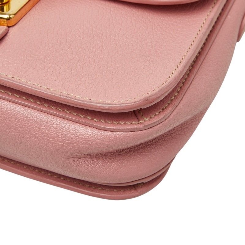 ミュウ ミュウ ロゴ クロス ショルダーバッグ ハンドバッグ ピンク レザー レディース Miu Miu【1-0281902】