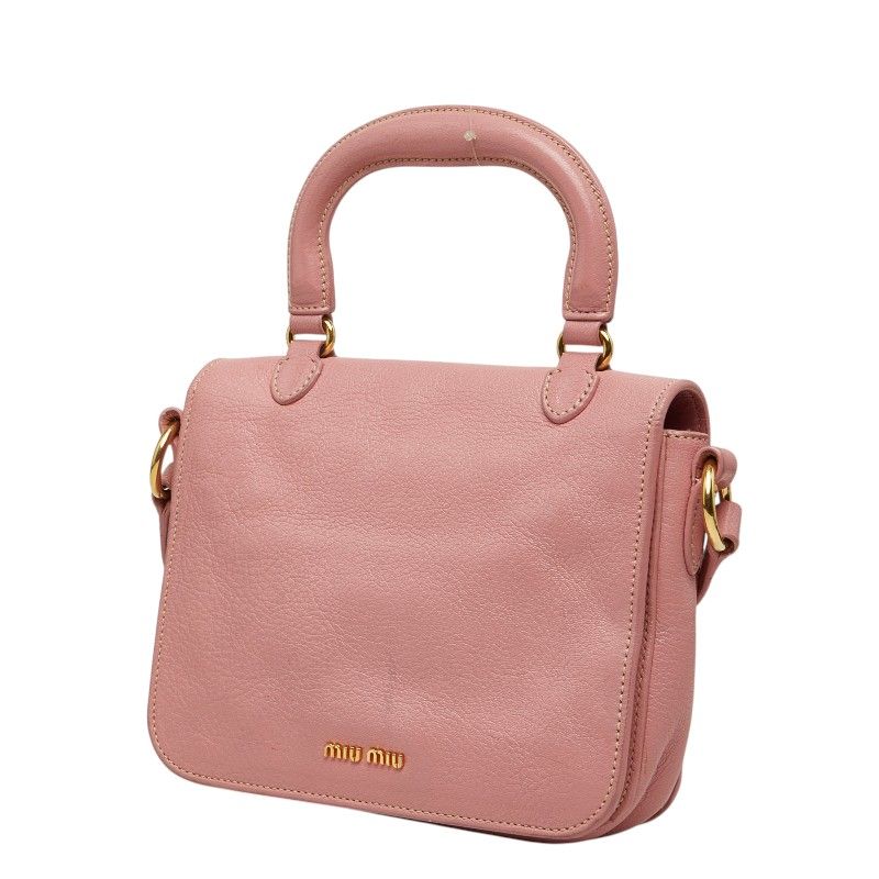 ミュウ ミュウ ロゴ クロス ショルダーバッグ ハンドバッグ ピンク レザー レディース Miu Miu【1-0281902】