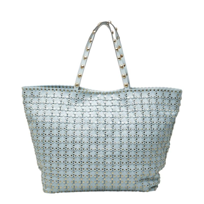 ヴァレンチノ スタッズ トートバッグ ショルダーバッグ ライトブルー レザー レディース Valentino【1-0282922】
