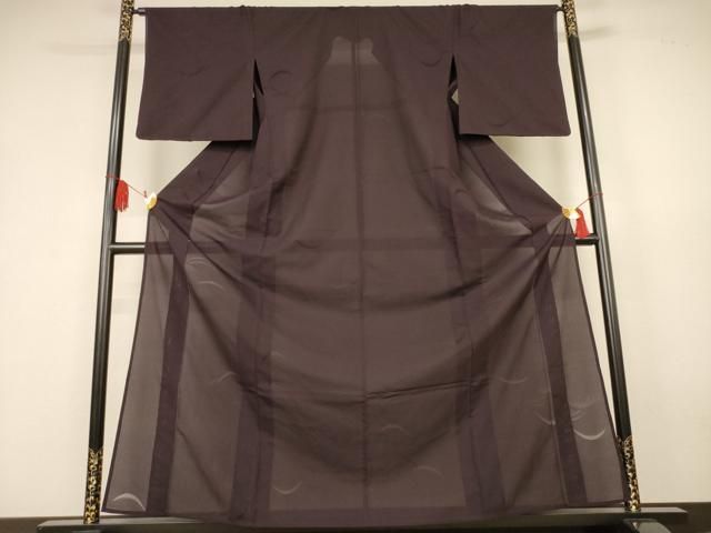 平和屋着物＊夏物　色無地　芝紋紗　黒鳶色　正絹　逸品　AABK6528jd