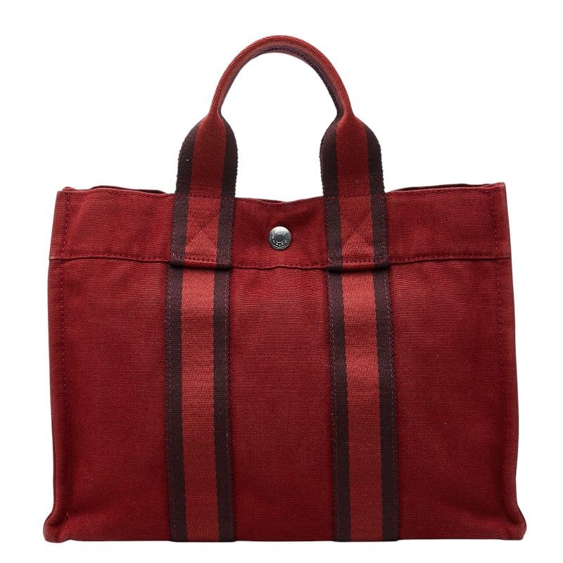 エルメス フールトゥ PM ハンドバッグ トートバッグ レッド コットン レディース HERMES【1-0283352】