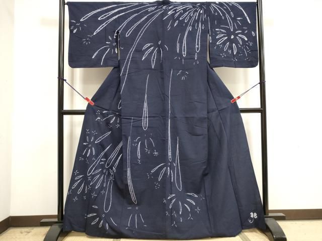 平和屋着物∴夏物　訪問着・浴衣兼用　有松鳴海絞り　花火　綿　逸品　DABI3075cd 43,940円