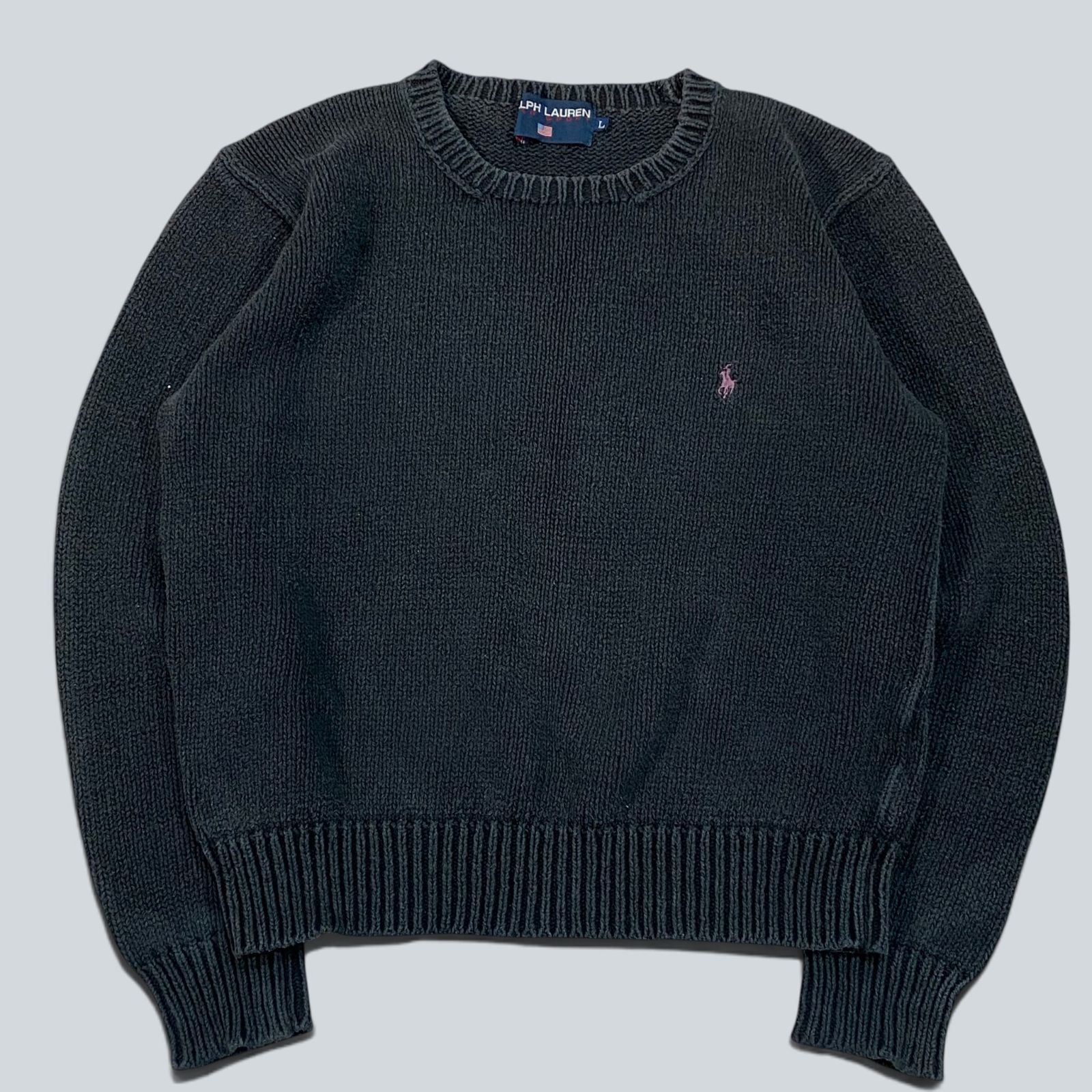 Ralph Lauren ラルフローレン 長袖 ニット セーター L ブラック KT60-D5-KG