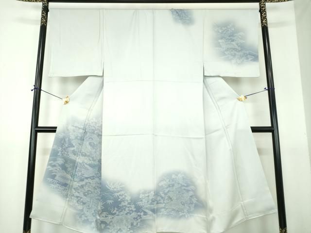 平和屋着物▽男性 訪問着 単衣 御所車風景花文 暈し染め 正絹 逸品 DABH9517ps