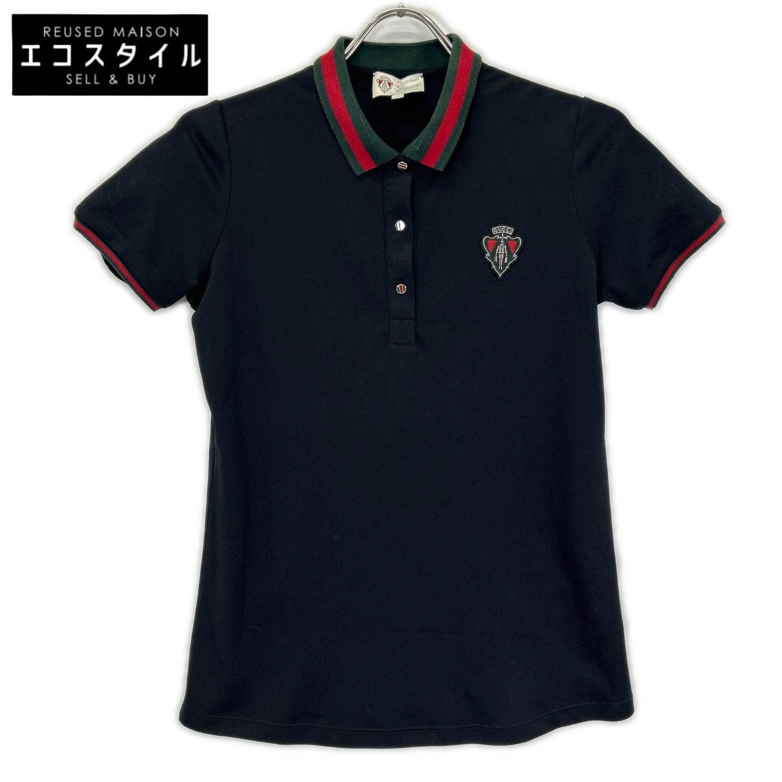 GUCCI　グッチ　310320 ブラック シェリーライン ショートスリーブ ポロシャツ　40