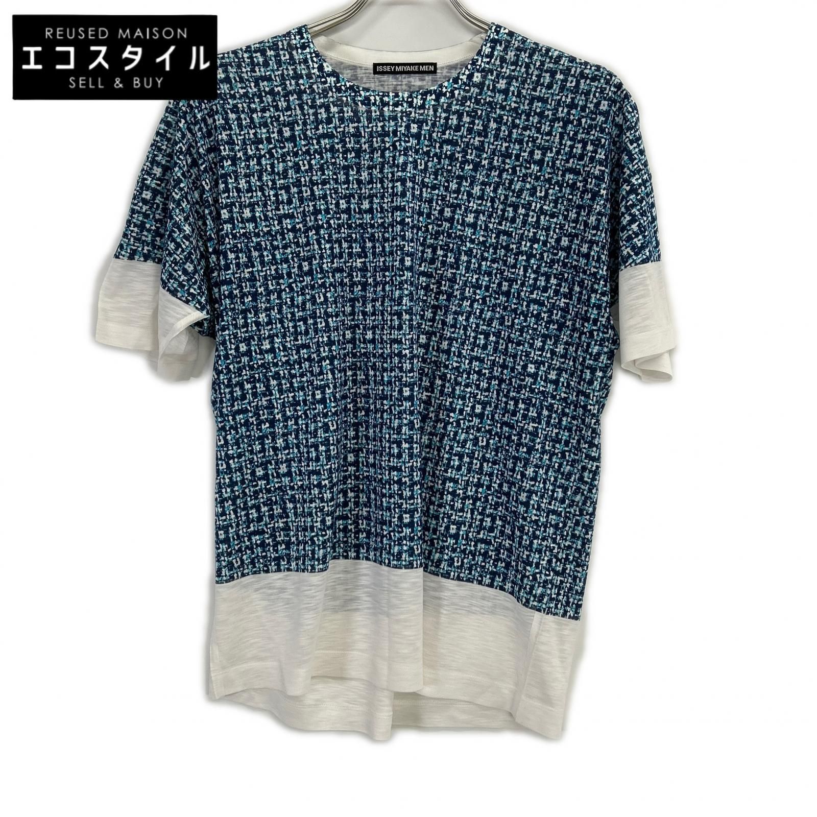 ISSEY MIYAKE MEN　イッセイミヤケメン　ME31JK183 13SS ライトブルー 総柄Tシャツ　2
