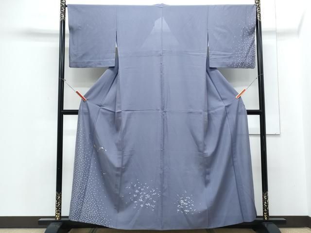 平和屋着物＊夏物　訪問着　絽　刺繍　草花文　金銀彩　正絹　逸品　CABJ1041th