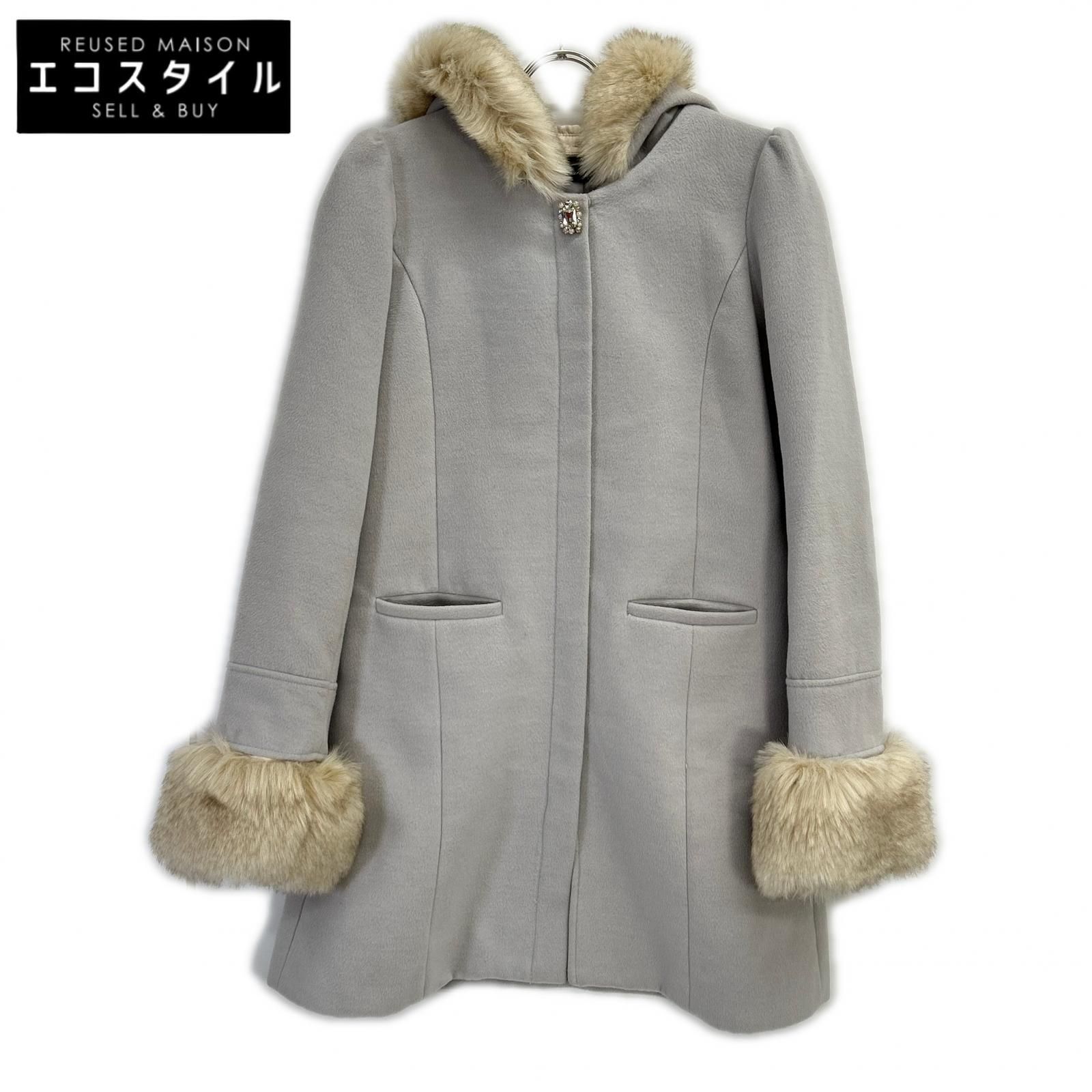 evelyn　エブリン　グレー ビジュー ファー フード付コート　M 10,501円