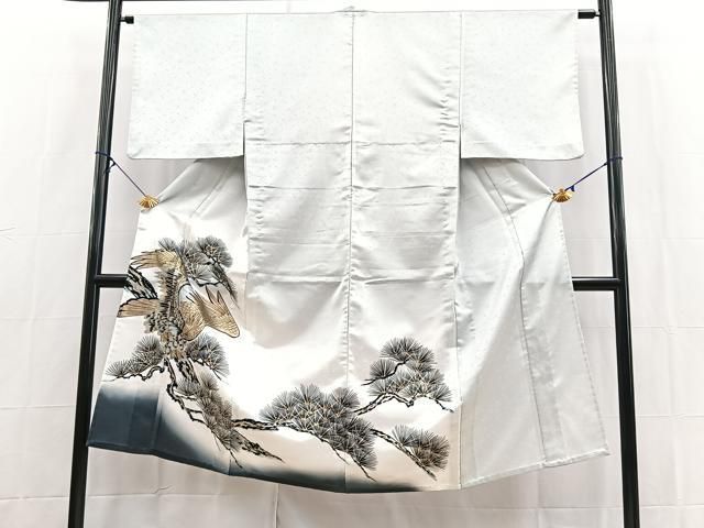 平和屋着物▽男性　色留訪問着　単衣　鷹笠松文　暈し染め　金彩　洗える着物　BAAX9467yc