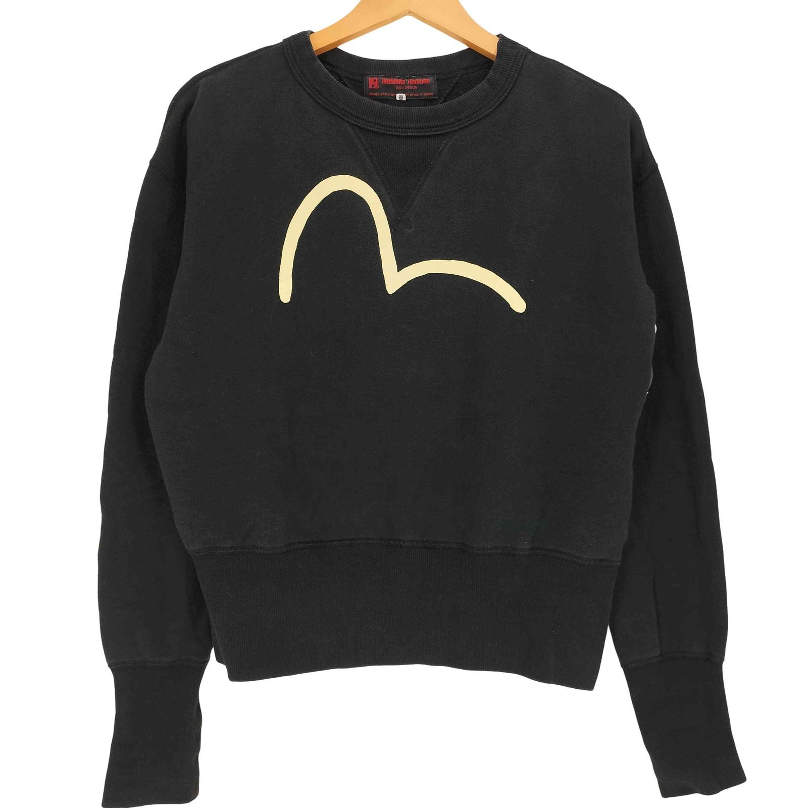 ユーズドフルギ USED古着 hidehiko yamane EVISU 両Vガゼット カモメプリント クルーネック スウェット メンズ US：36