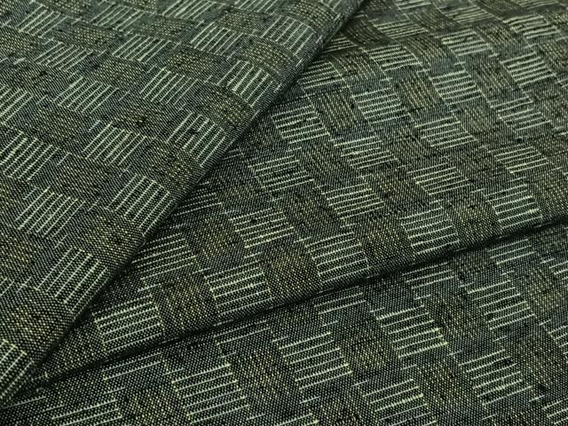 平和屋着物▽上質な紬　単衣　幾何学文様　正絹　逸品　AABK3707jh 21,164円
