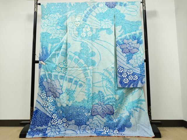 平和屋着物●豪華振袖　総絞り　檜扇舞花文　暈し染め　正絹　逸品　CABJ5074hy 24,570円