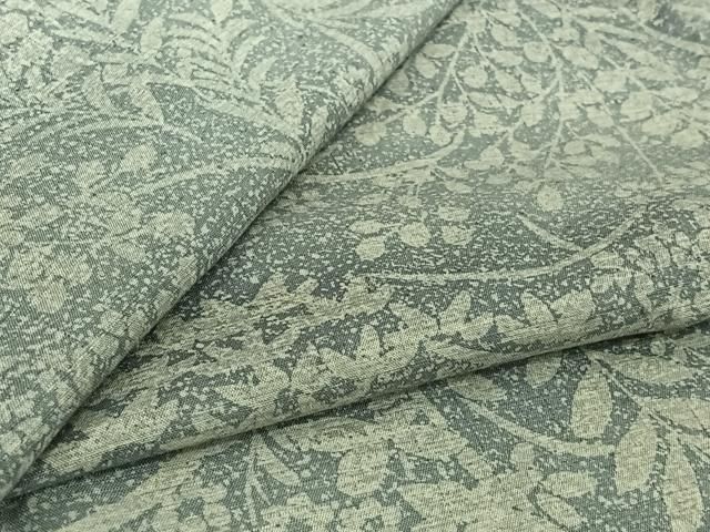 平和屋着物▽上質な紬　単衣　草花文　正絹　逸品　AABK3749jh