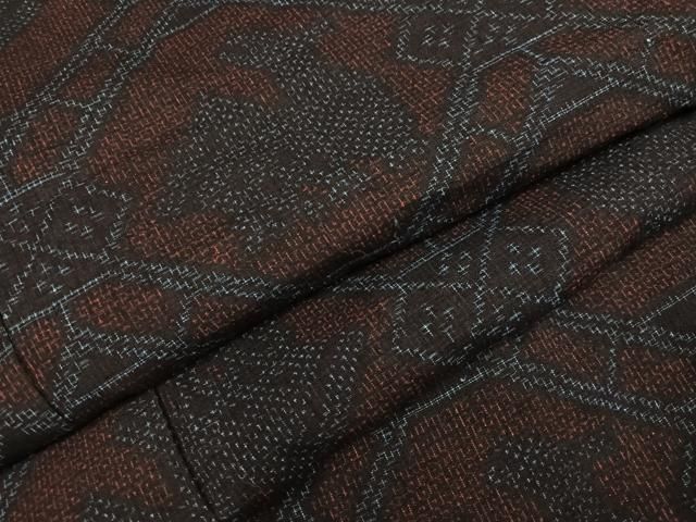 平和屋着物●結城紬　80亀甲　有栖川文様　正絹　逸品　AABK5207ph