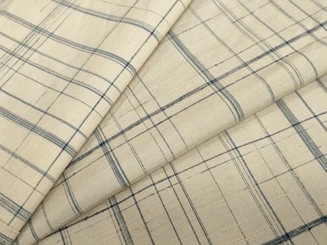 平和屋着物●上質な紬 変わり格子文 正絹 逸品 DABG2924ud
