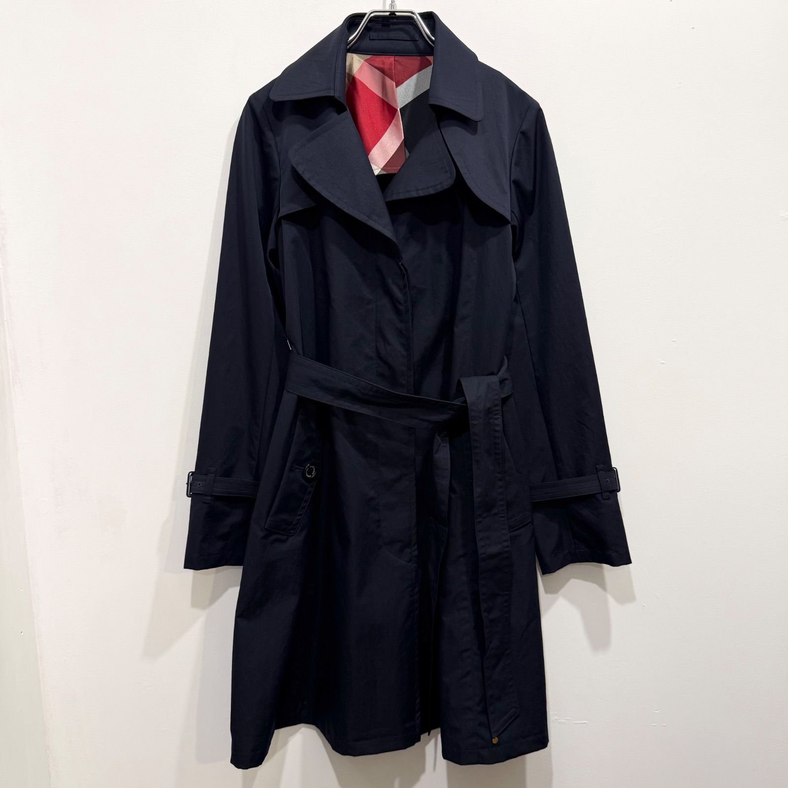 BLUE LABEL CRESTBRIDGE ブルーレーベル クレストブリッジ トレンチコート ステンカラーコート スプリングコート ネイビー 38【送料込み】