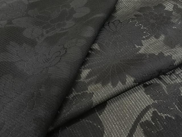 平和屋着物＊夏物　色無地　草花紋紗　黒地　正絹　逸品　CABJ4217xi 14,560円