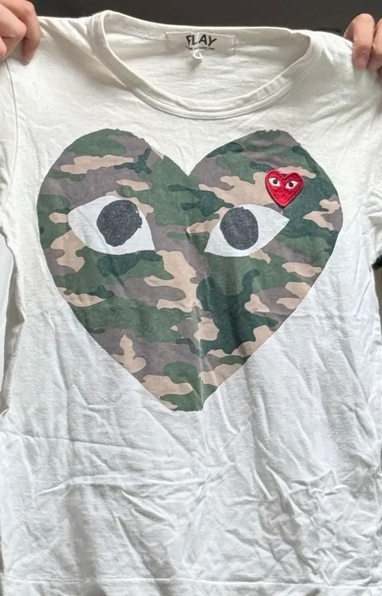 コム・デ・ギャルソン カモフラ ハート 半袖Tシャツ 白