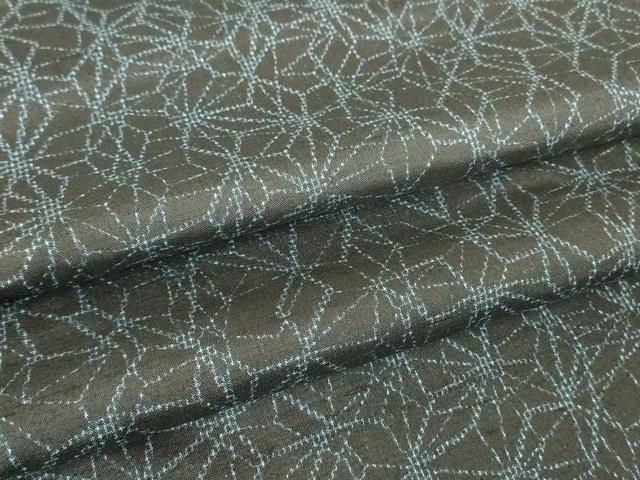 平和屋着物▽上質な紬　単衣　麻の葉文　正絹　逸品　DABH6281az