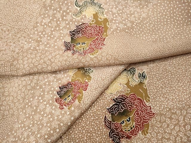 平和屋着物●上質な小紋　型染め　唐獅子　正絹　逸品　CABI9968ut