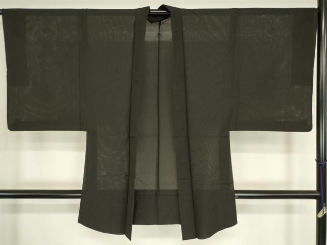平和屋着物▽男性　黒紋付羽織　スリーシーズン　春夏秋　塵除け　黒地　正絹　逸品　DABG0742az