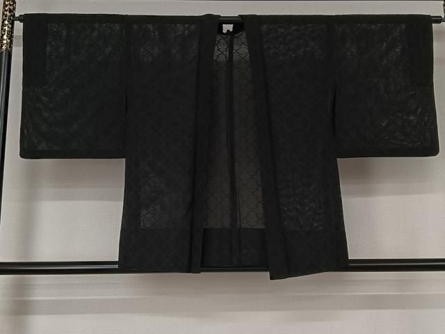 平和屋着物▽羽織　スリーシーズン　春夏秋　塵除け　松皮菱文　黒地　正絹　逸品　AABJ8398jh 14,768円