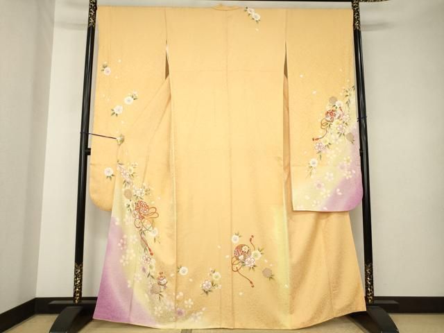平和屋着物●豪華振袖　花毬文　暈し染め　正絹　逸品　AABK3337ck