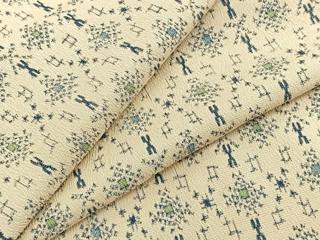 平和屋着物▽上質なお召　単衣　菱文様　正絹　逸品　BAAX2657hv