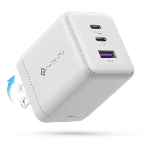 NOVOO 100W USB C 充電器 MacBook Air/Pro対応 充電器 3ポートGaN III高速ブロック （PD3.0、PPS） 折りたたみ式 小型 急速充電器 Type C ラップトップ iPhone16/15 Pro iPad Pro ts