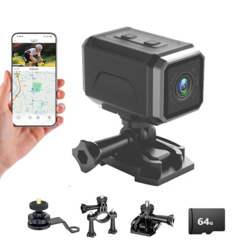 バイクドライブレコーダー 64GBカード付 GPS搭載 スマホ連携 4K UHD 自転車ドラレコ フロント用 ドライブレコーダー 二輪車 800万画素 充電式 IP65常時録画 ループ録画 ミニ スポーツ ビデオ カメラ アクションカメラ 手 14c1ceb4