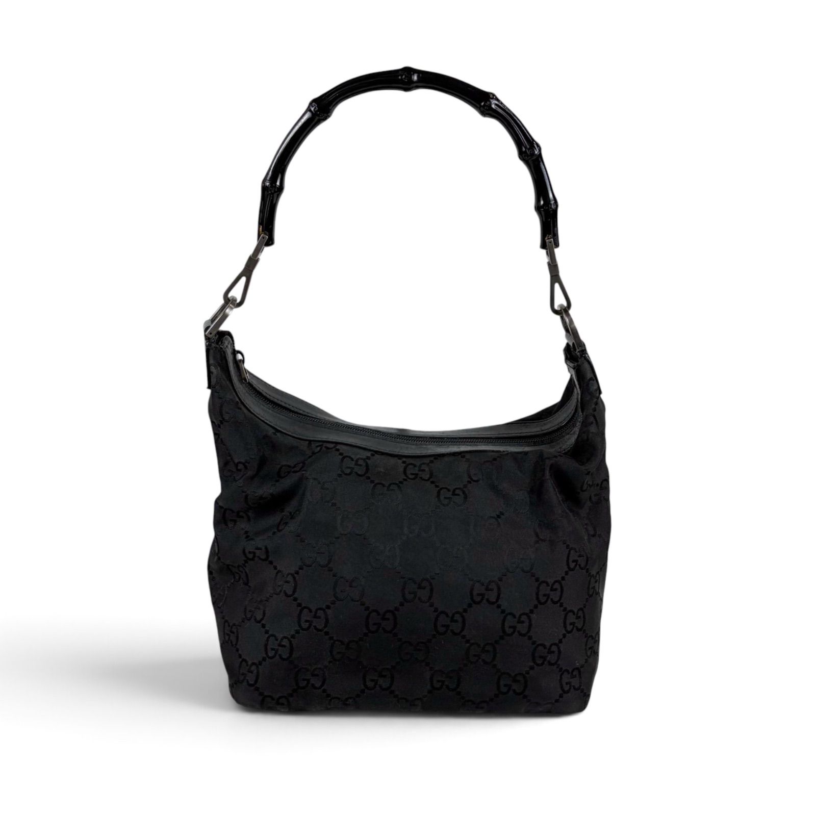 GUCCI Bamboo × GG Nylon Canvas Hobo Bag Black グッチ　バンブーハンドル　ホーボーバッグ　ブラック 16,500円