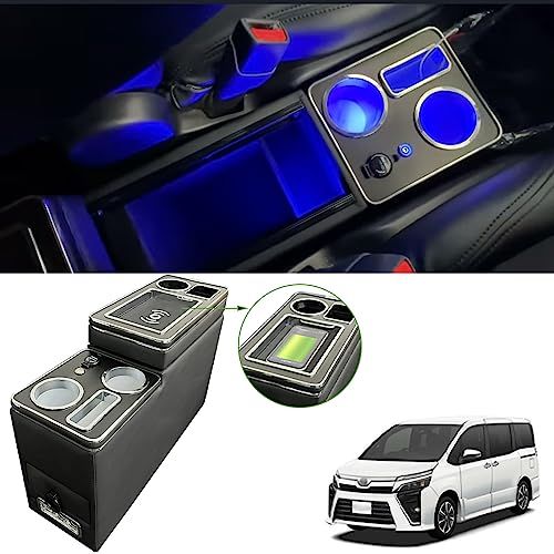 N◆SGALUPA ワイヤレス充電 ヴォクシー適用 ノア エスティマ適用 エスクァイア適用 コンソールボックス トヨタに適用 アームレストコンソール 80系 70系 60系 NOAH適用 VOXY適用 LED付き USBポート 取付簡単 多機 7f51a2ad