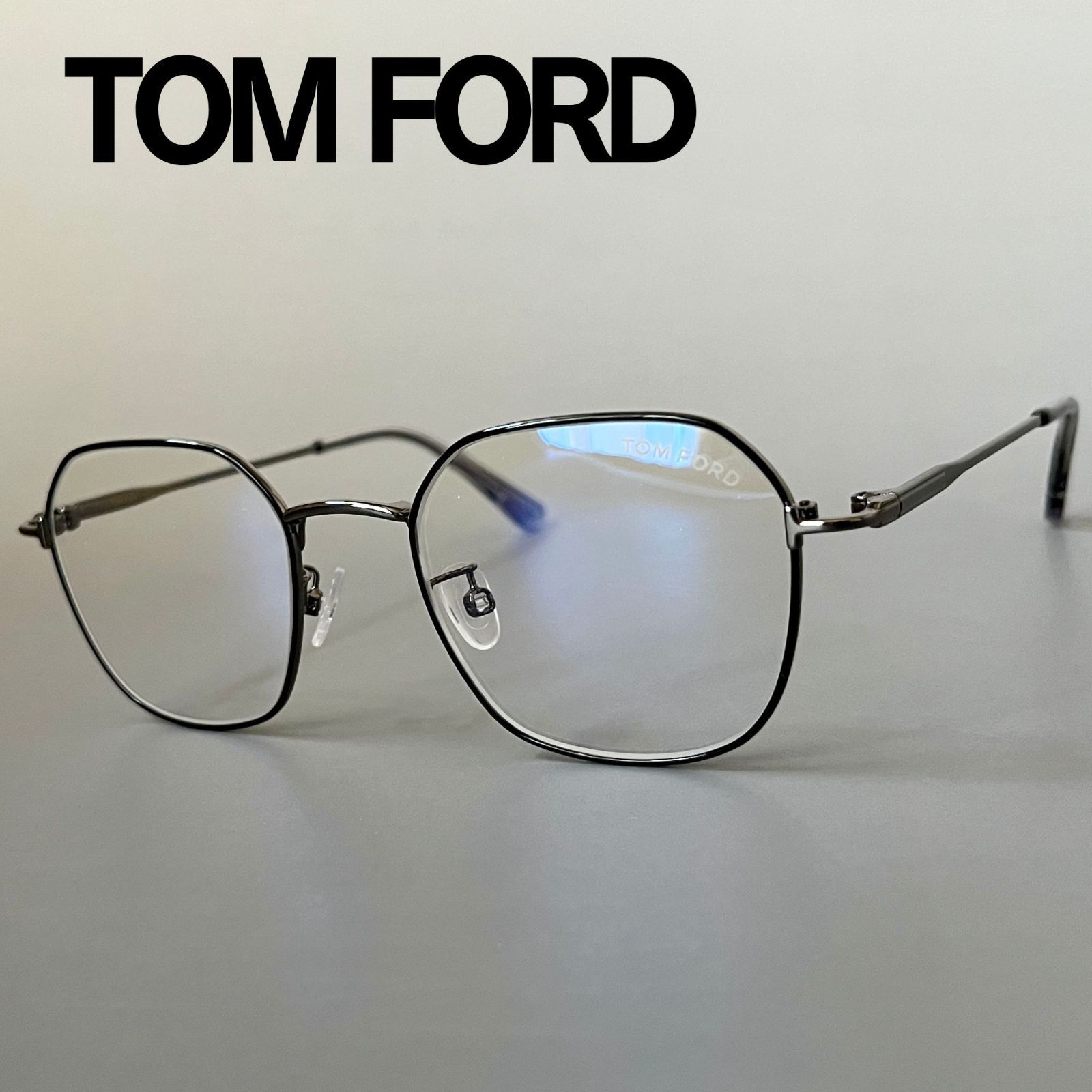 トムフォード メガネ TOM FORD ヘキサゴン 眼鏡 ブラック ガンメタ グレー 黒 シンプル メタル 軽量 アジアンフィット 高品質 イタリア製 29,452円