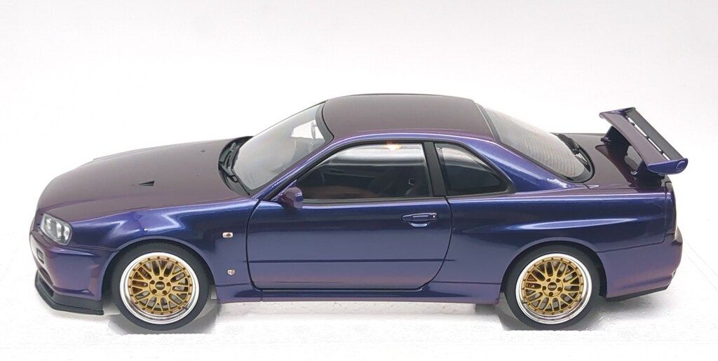 AUTOart 1/18 日産 スカイライン GT-R (R34) Vスペック II BBS LM ホイール ミッドナイトパープル 77403