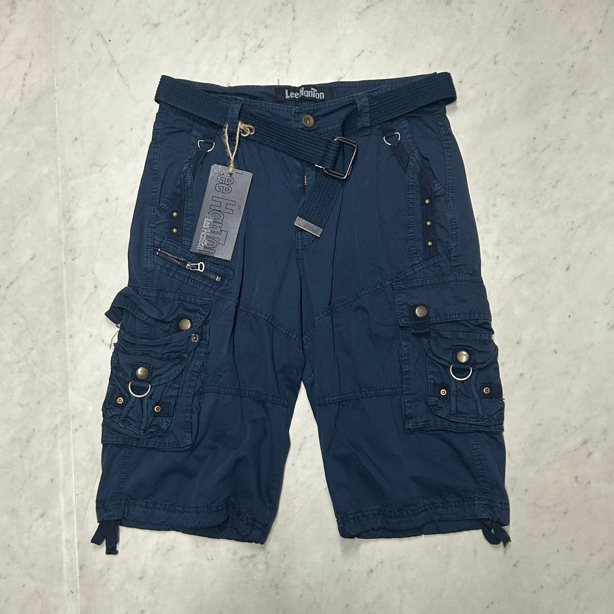 米国ブランド RESTRUCT リストラクト Military Utility Shorts ベルト付き カーゴショートパンツ 濃紺 (SJNS65)
