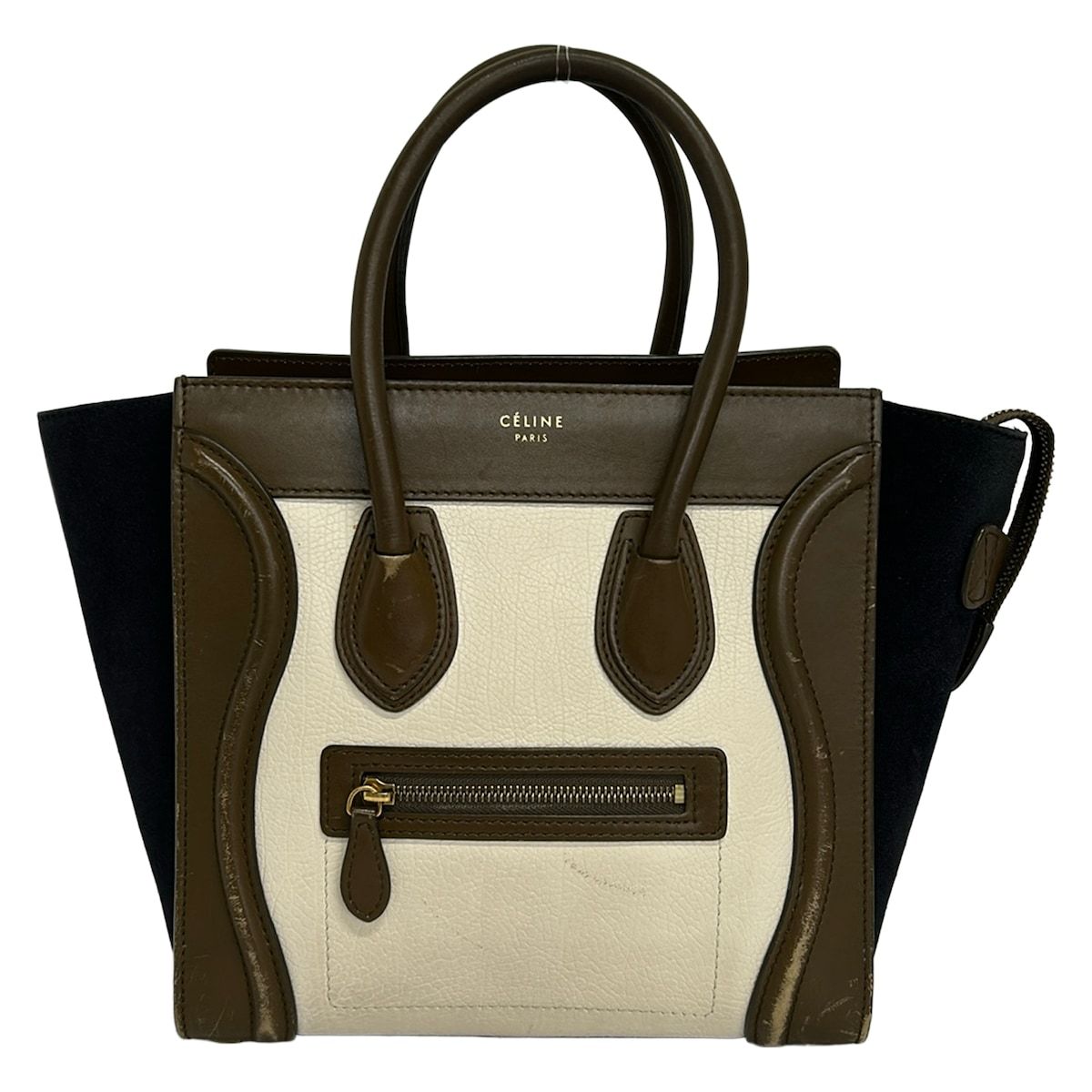 CELINE(セリーヌ) ハンドバッグ ラゲージマイクロショッパー ダークブラウン×ベージュ×ダークネイビー トリコロール 46,260円